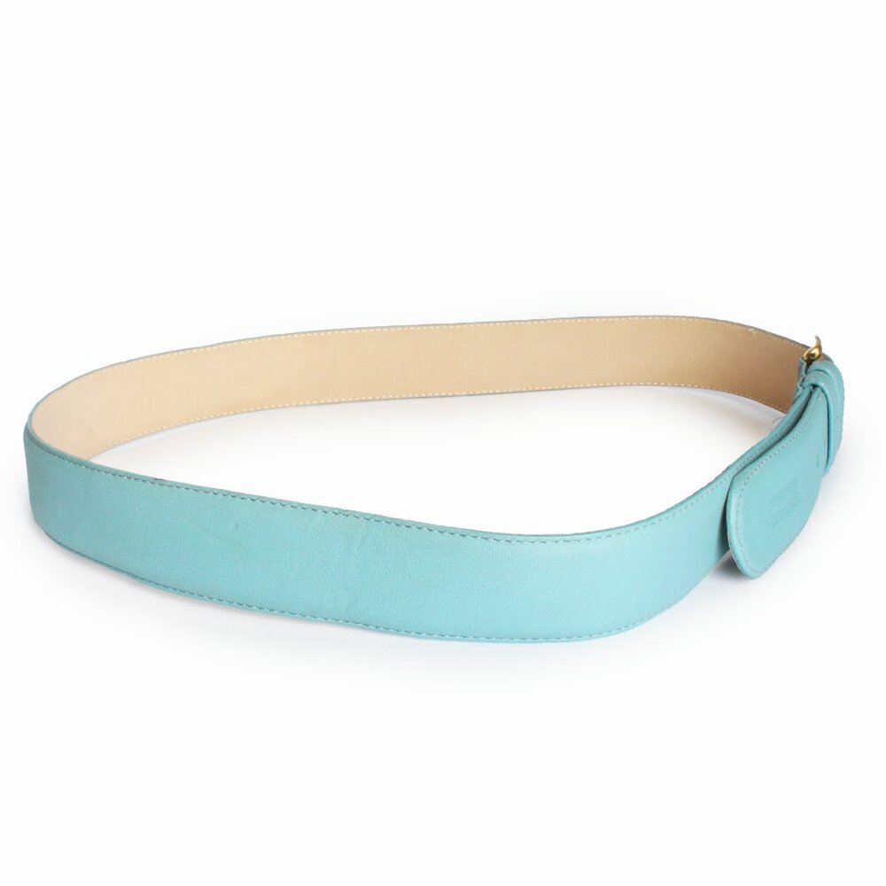 Coach Nubuck Leather Belt Light Blue Wide Belt Size 2XL Vintage Retro 90s - Picture 2 of 9